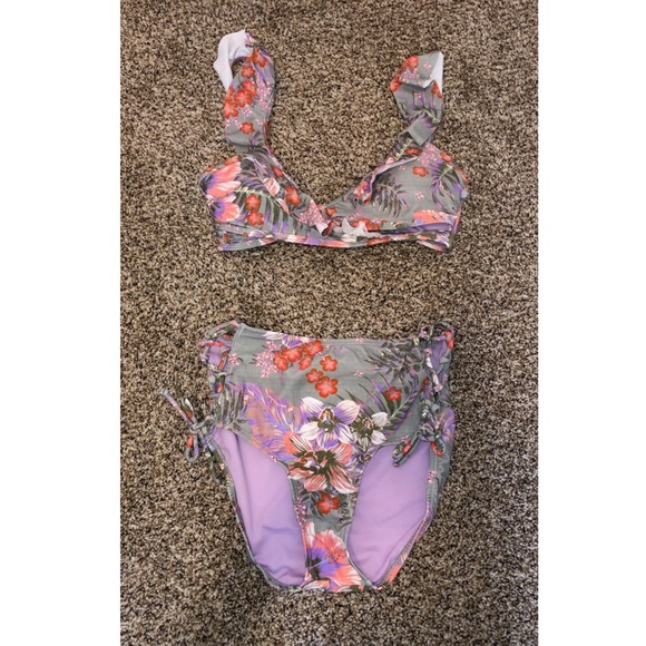 Flower print high waisted swim suit - Picture 1 of 2
